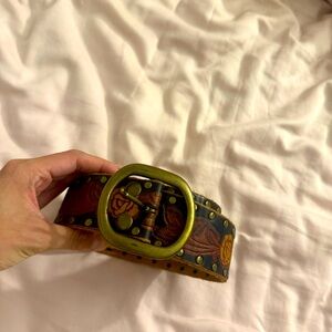 Lucky Brand Rose Embossed Leather Belt